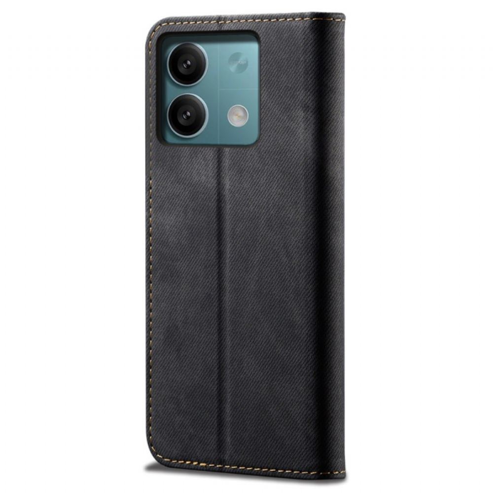 Kožené Pouzdro Folio Xiaomi Redmi Note 13 4g Džínová Tkanina