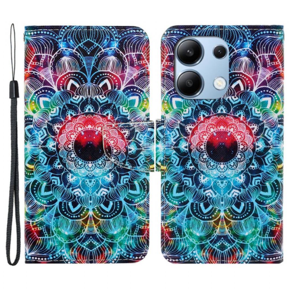 Kožený Kryt Na Xiaomi Redmi Note 13 4g Vzor Řemínku Mandala