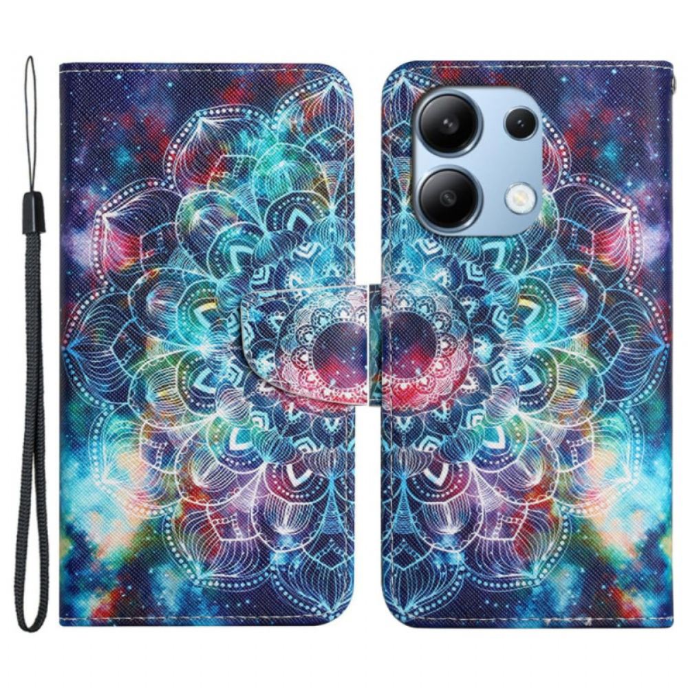 Peněženková Pouzdra Xiaomi Redmi Note 13 4g Hvězdná Obloha A Lanyard Mandala