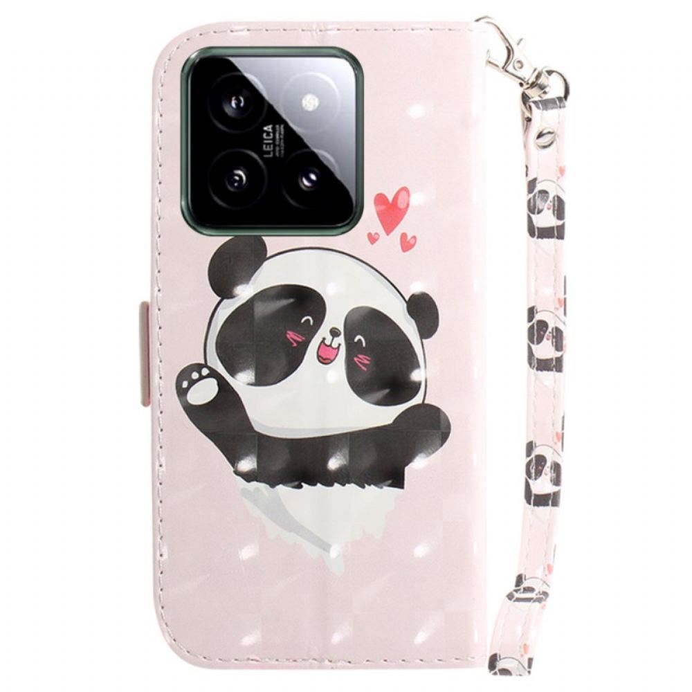 Kožený Kryt Xiaomi 14 Panda Love S Popruhem