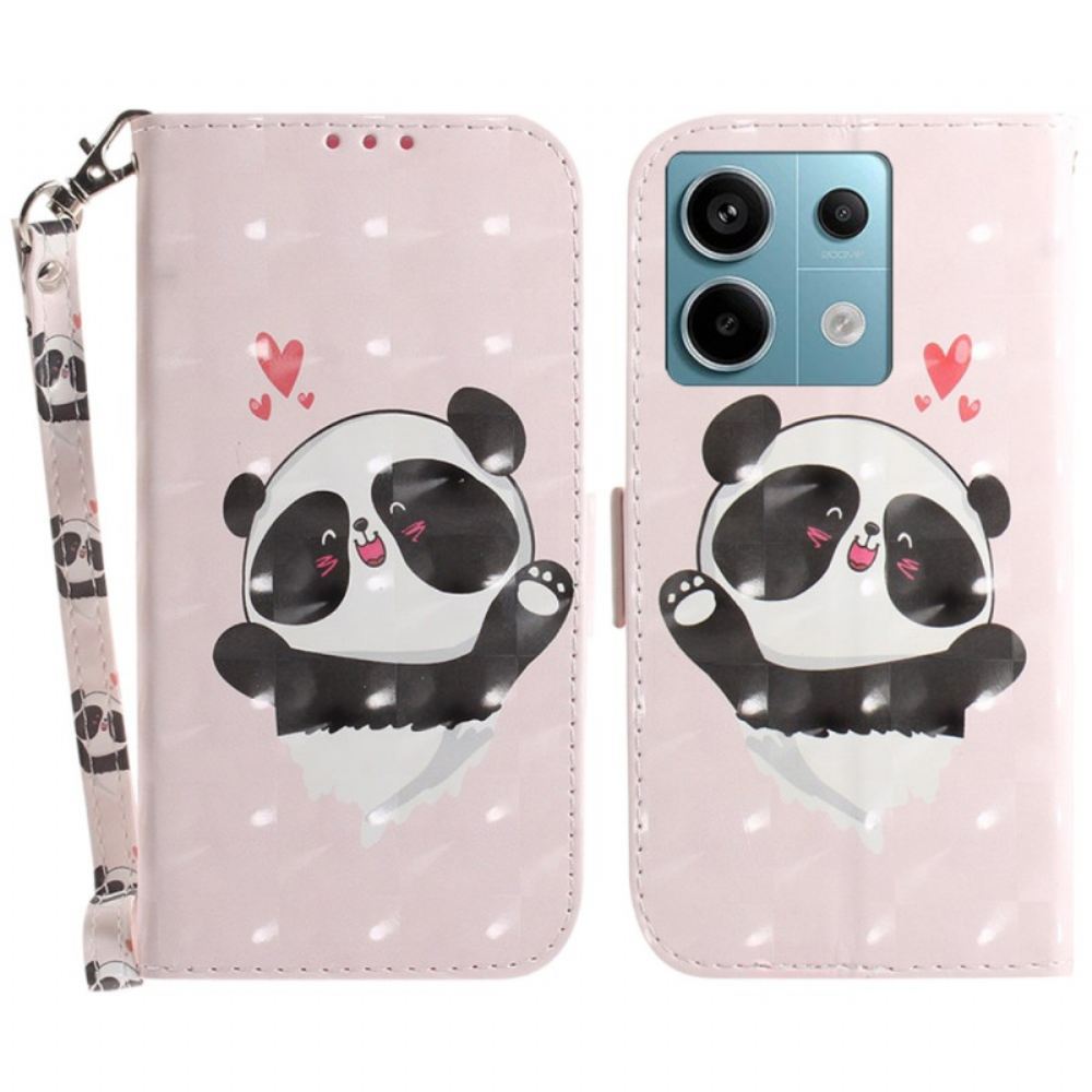 Kožený Kryt Xiaomi Redmi Note 13 Pro 5g Panda Love S Popruhem