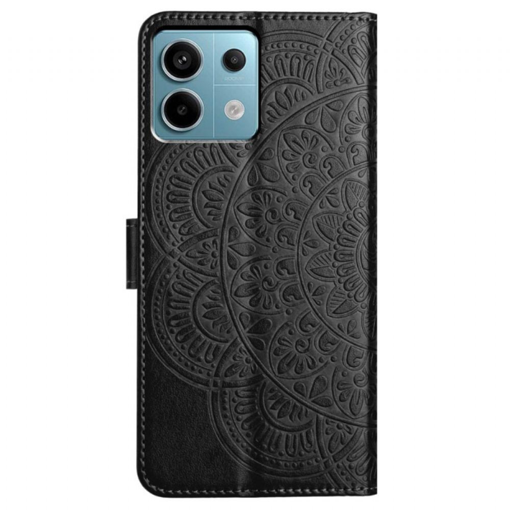 Kožený Kryt Xiaomi Redmi Note 13 Pro 5g Tištěná Mandala S Popruhem