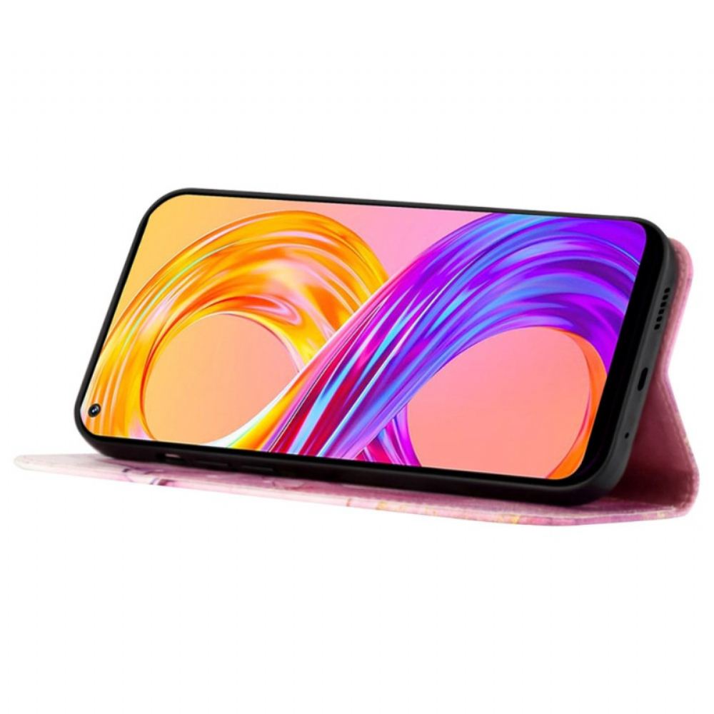 Flipové Pouzdro Na Realme C35 Na Lana Odstraňte Mramor