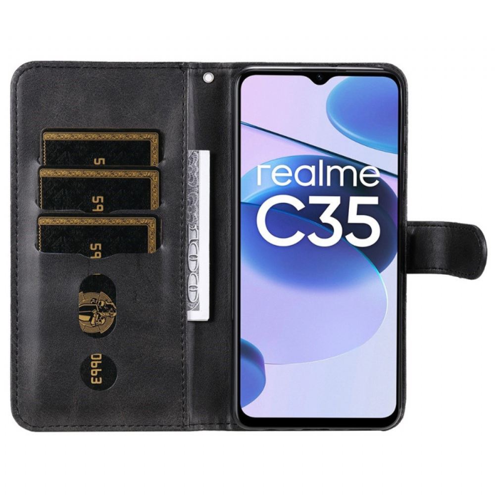 Kožené Pouzdro Na Realme C35 Kapsa Na Zip