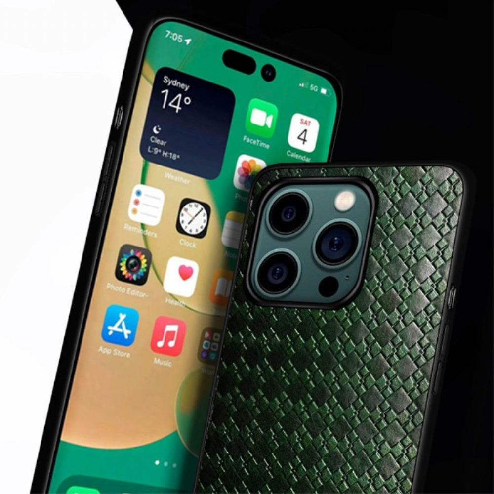 Kryty Na Mobil Na iPhone 14 Pro Tkaná Umělá Kůže