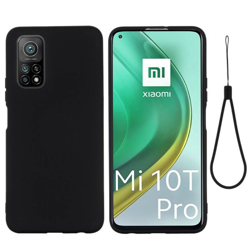 Kryt Na Xiaomi Mi 10T / 10T Pro Tekutý Silikon Se Šňůrkou