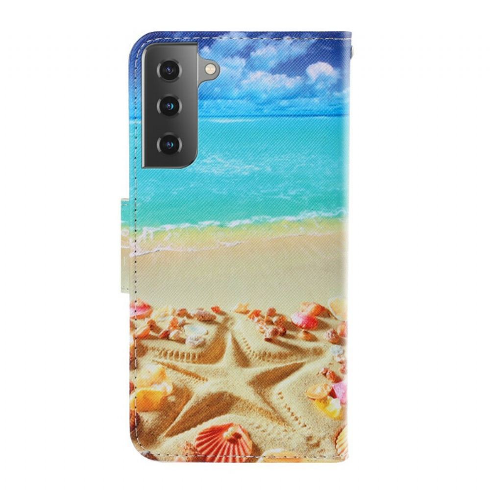 Flipové Pouzdro Na Samsung Galaxy S21 Plus 5G Na Lana Strappy Beach