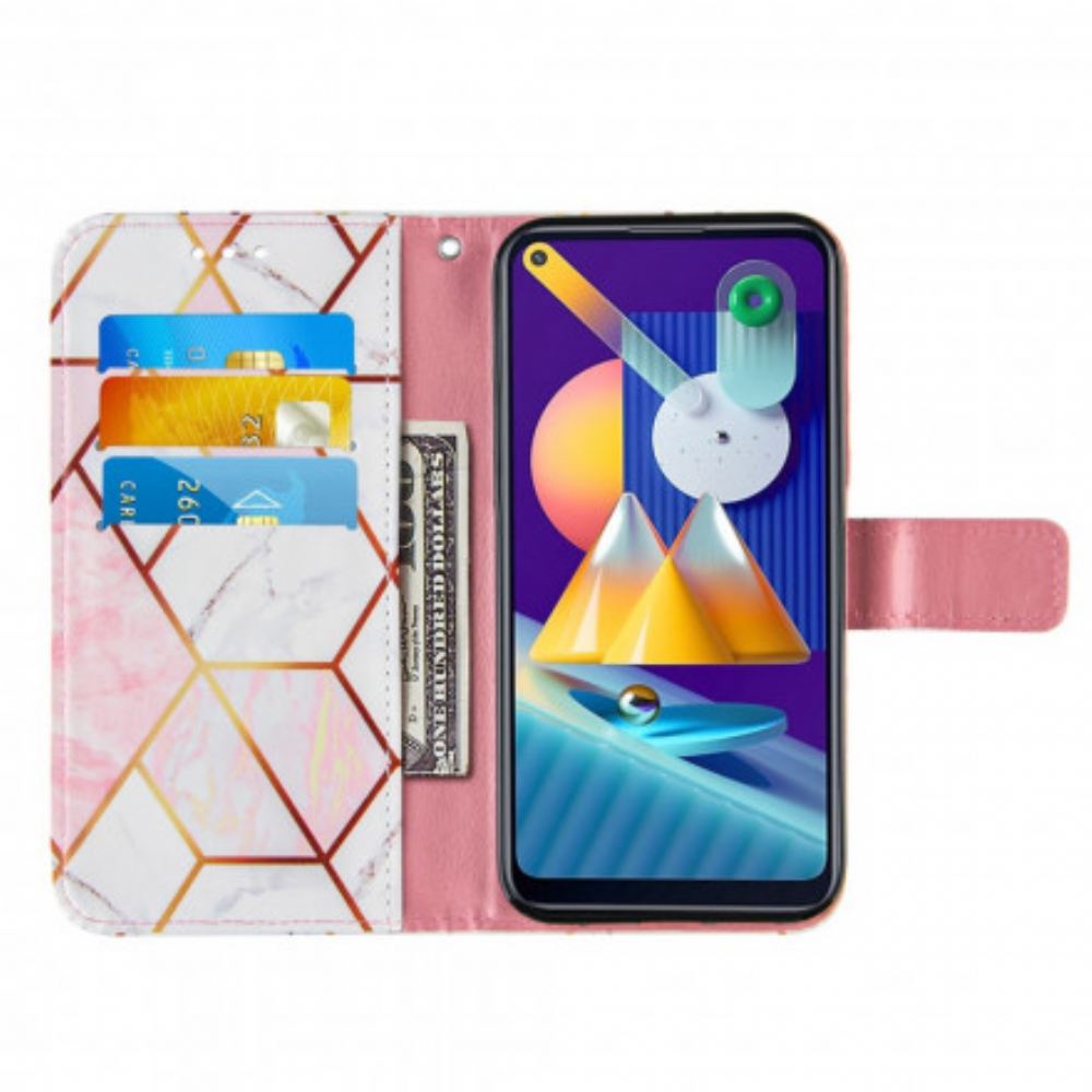 Kožené Pouzdro Na Samsung Galaxy M11 Geometrický Mramor