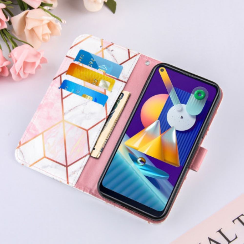 Kožené Pouzdro Na Samsung Galaxy M11 Geometrický Mramor