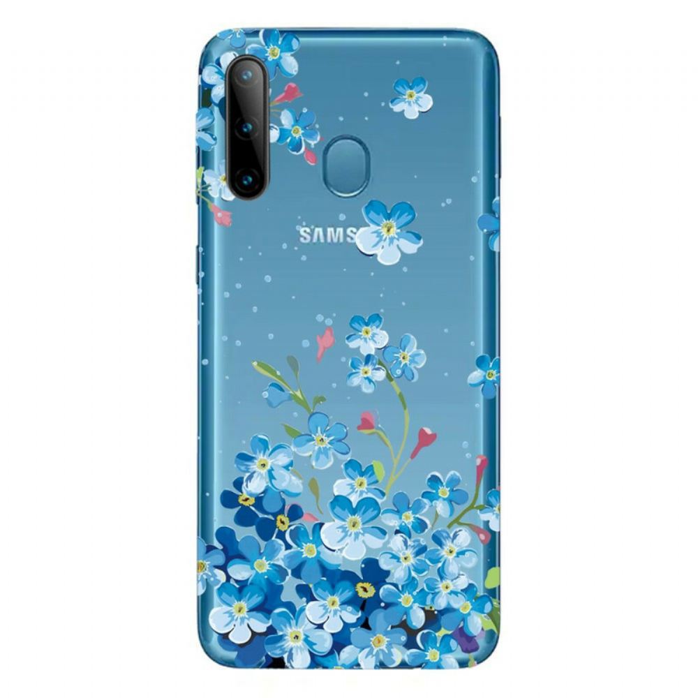 Kryt Na Samsung Galaxy M11 Modré Květy