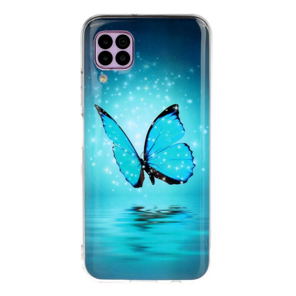 Kryt Na Huawei P40 Lite Fluorescenční Modrý Motýl