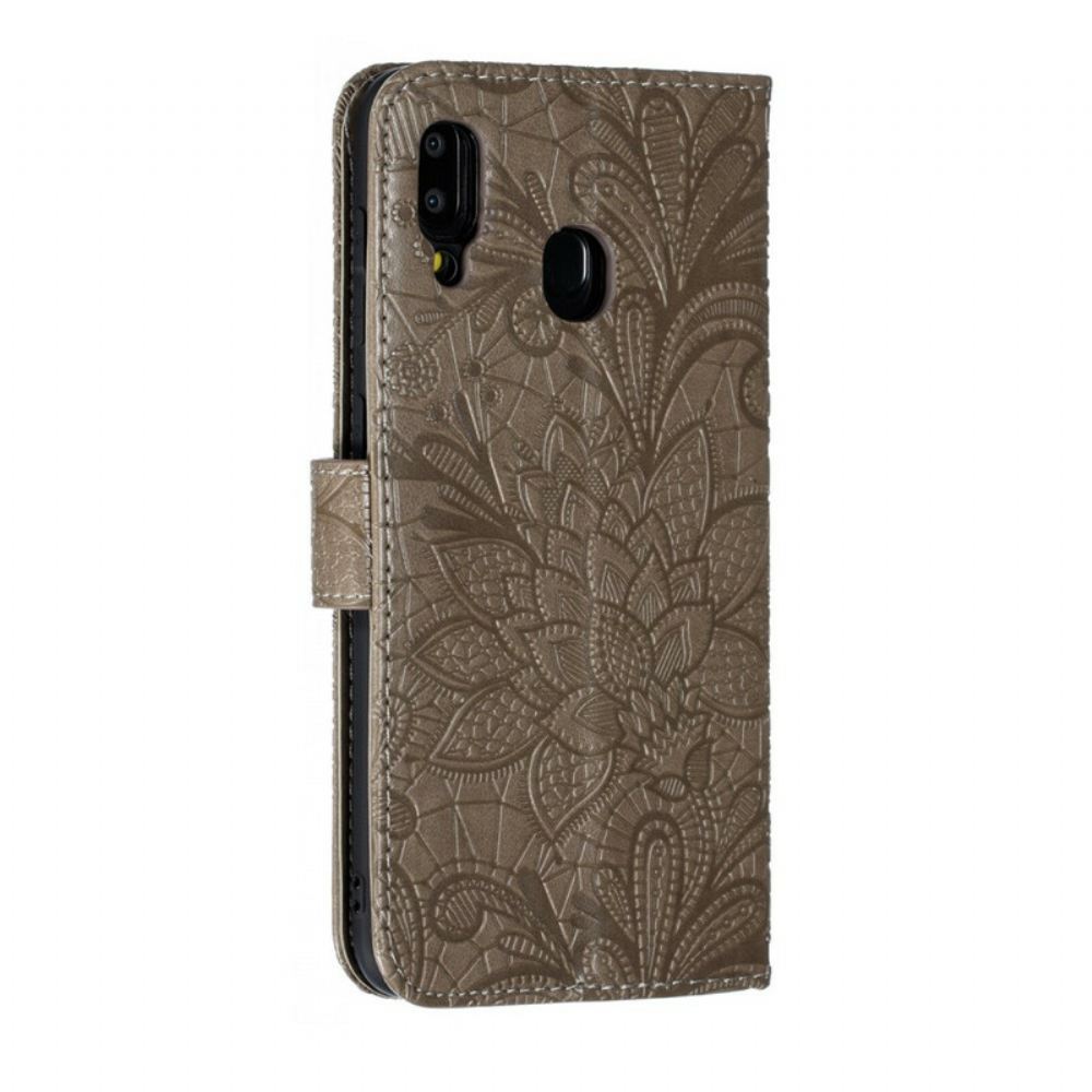 Flipové Pouzdro Na Samsung Galaxy A30 / A20 Na Lana Řemínek Tribal Flowers