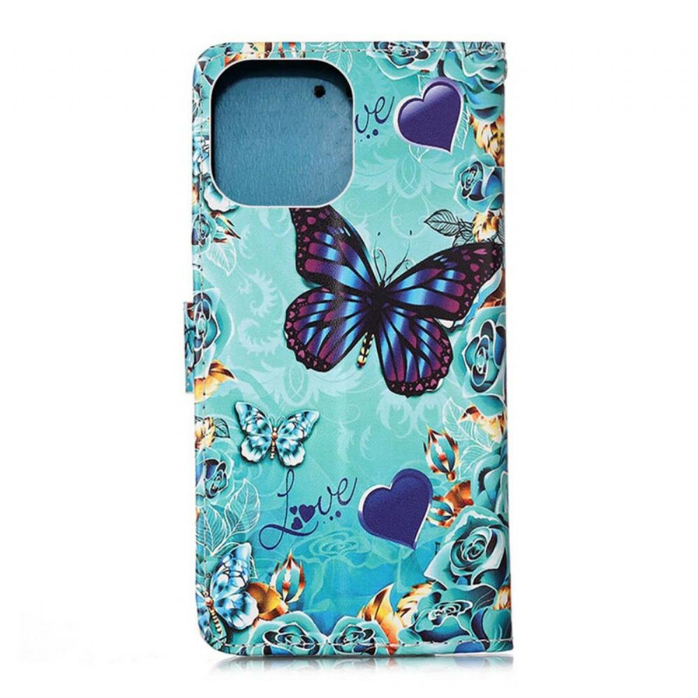 Flipové Pouzdro Na iPhone 13 Pro Na Lana Love Butterflies Strappy