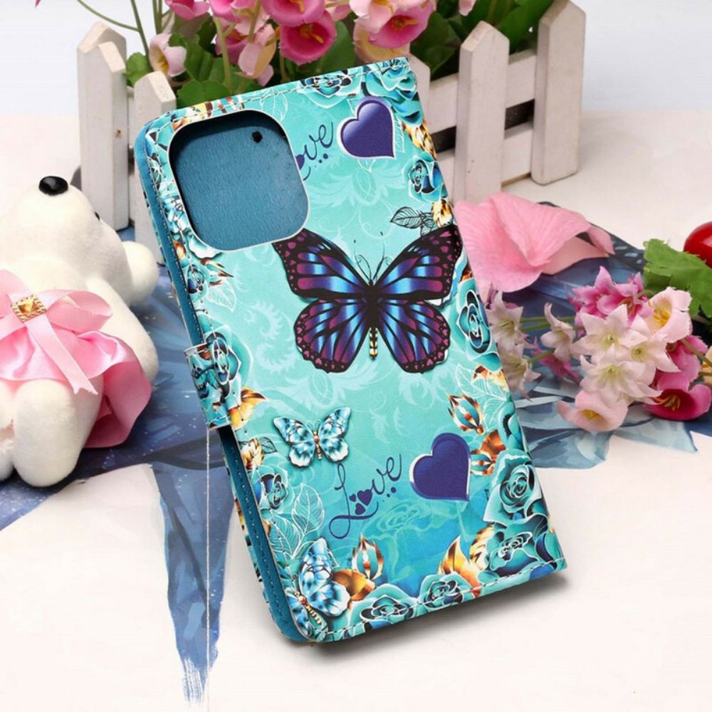 Flipové Pouzdro Na iPhone 13 Pro Na Lana Love Butterflies Strappy