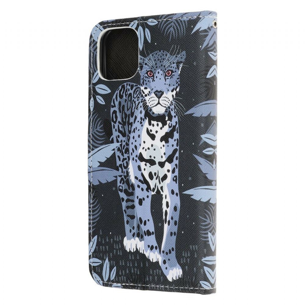 Flipové Pouzdro Na iPhone 13 Pro Na Lana Strappy Leopard