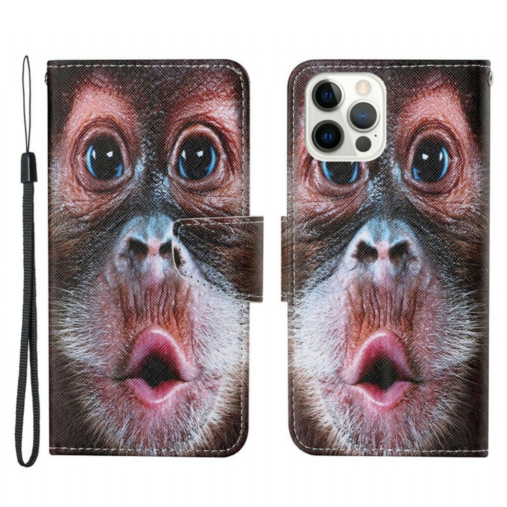 Flipové Pouzdro Na iPhone 13 Pro Na Lana Strappy Monkey