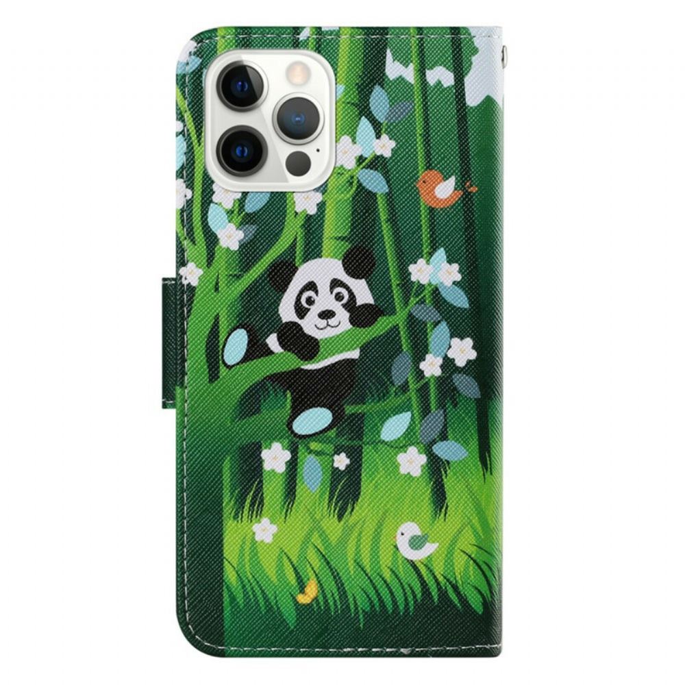 Flipové Pouzdro Na iPhone 13 Pro Panda Procházka