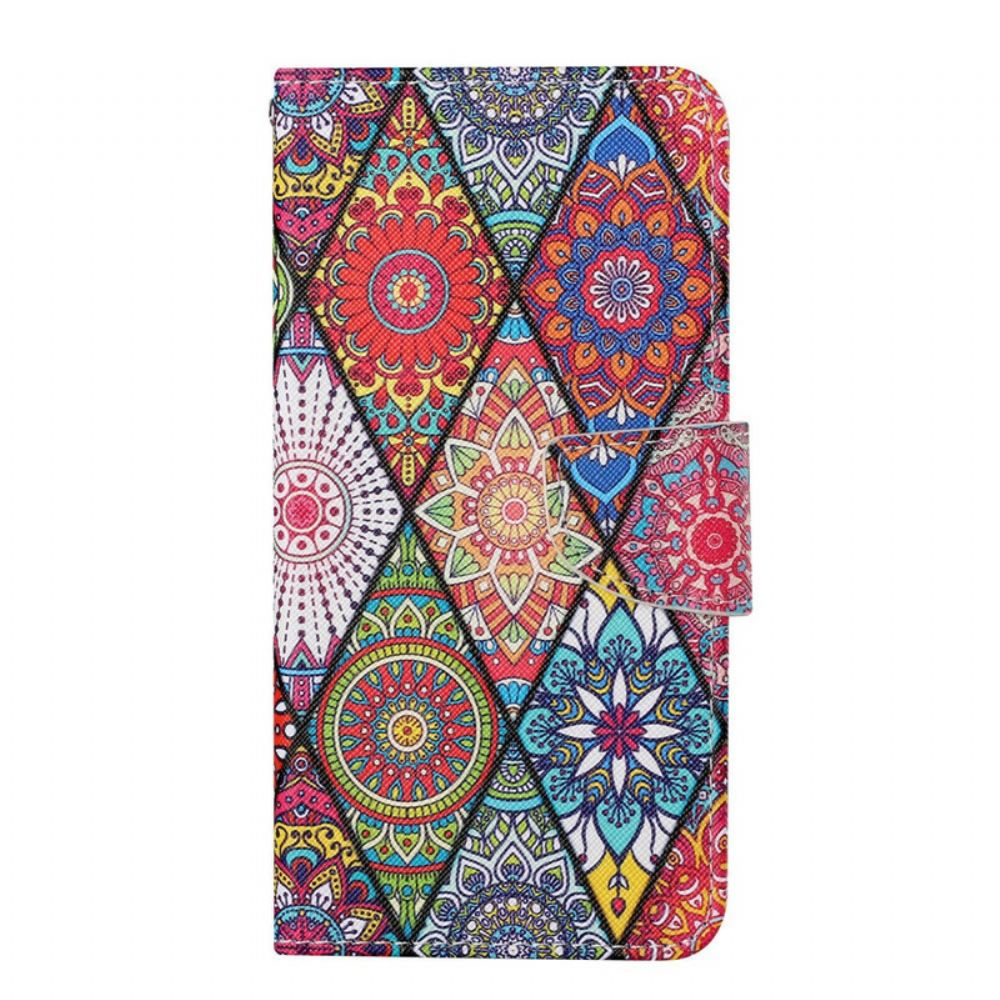 Flipové Pouzdro Na iPhone 13 Pro Patchwork S Popruhem