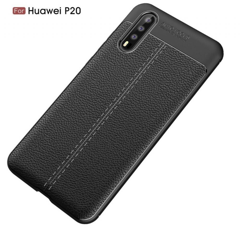 Kryt Na Huawei P20 Dvouřadý Kožený Efekt Litchi