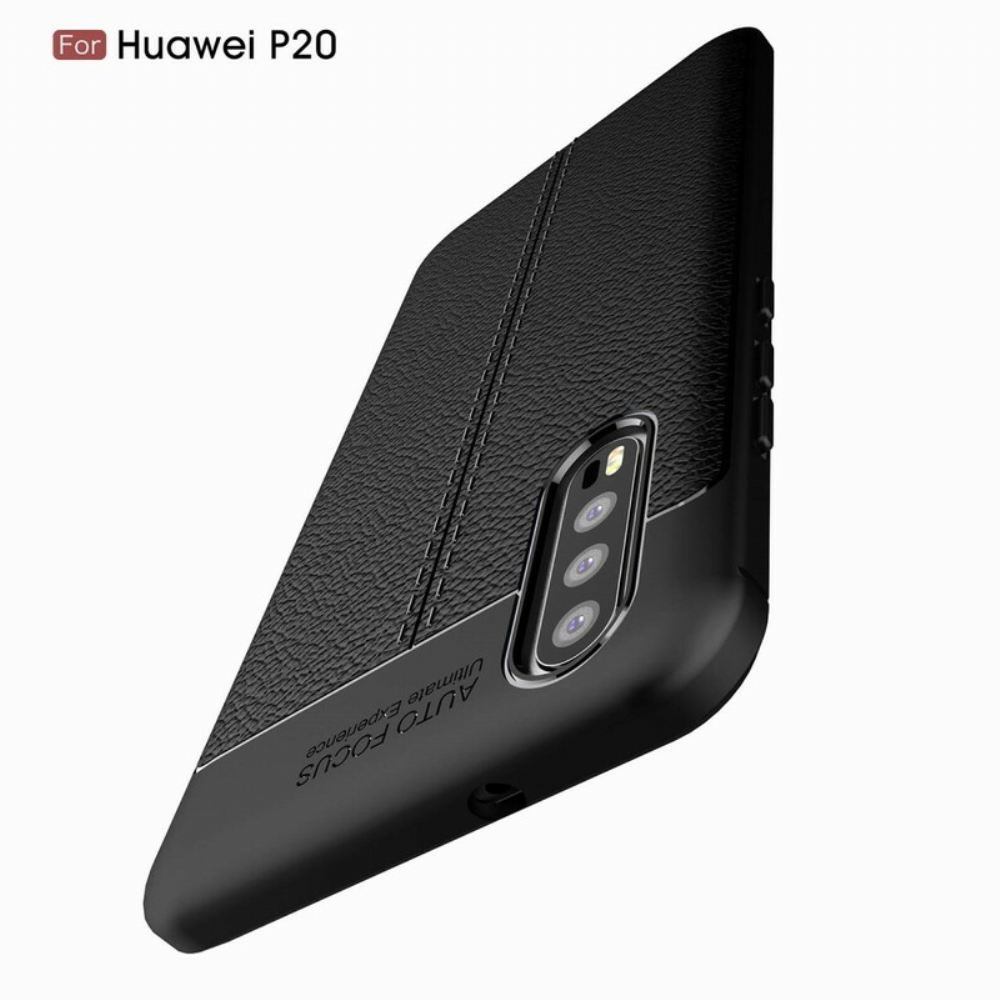 Kryt Na Huawei P20 Dvouřadý Kožený Efekt Litchi