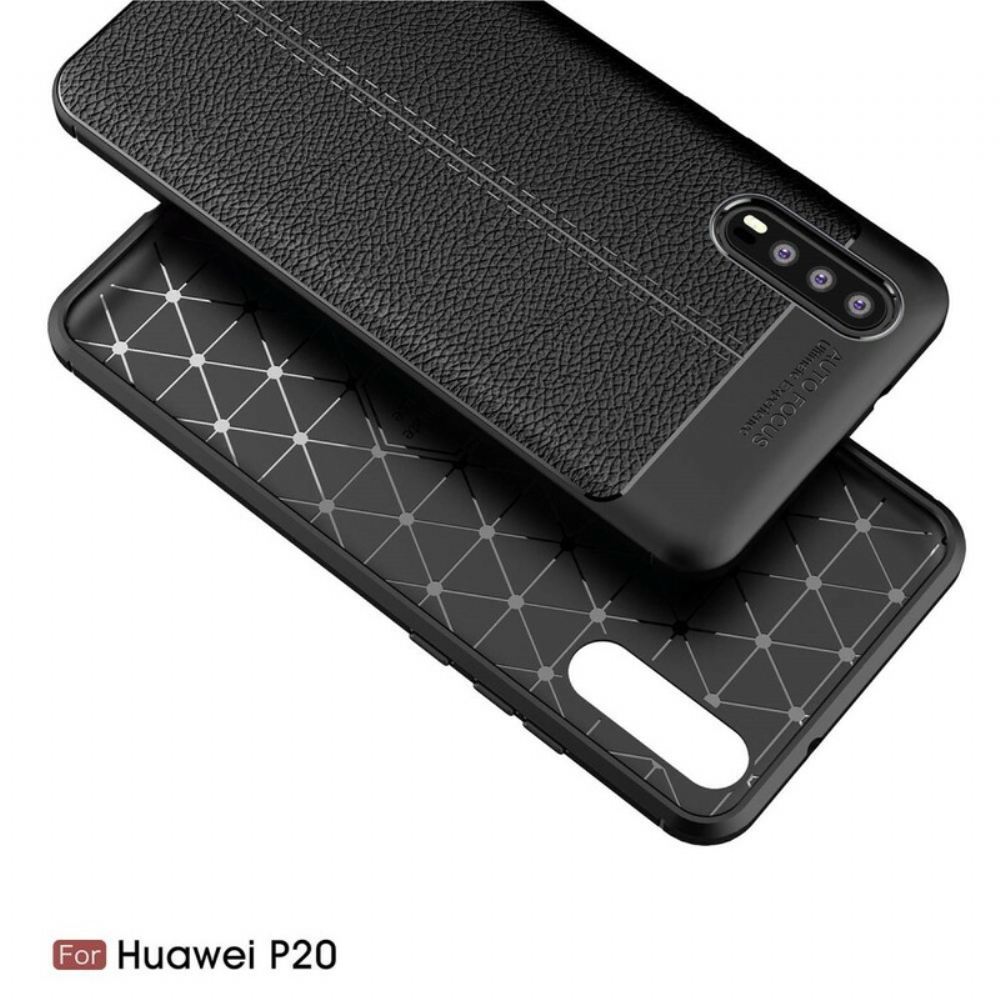 Kryt Na Huawei P20 Dvouřadý Kožený Efekt Litchi