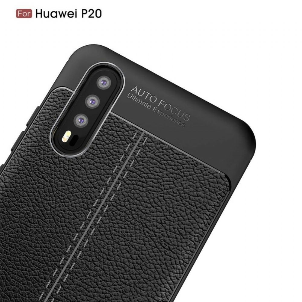 Kryt Na Huawei P20 Dvouřadý Kožený Efekt Litchi