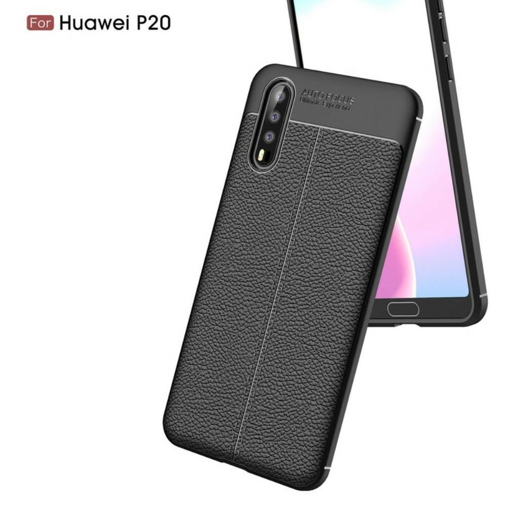 Kryt Na Huawei P20 Dvouřadý Kožený Efekt Litchi