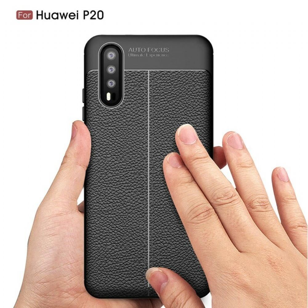 Kryt Na Huawei P20 Dvouřadý Kožený Efekt Litchi