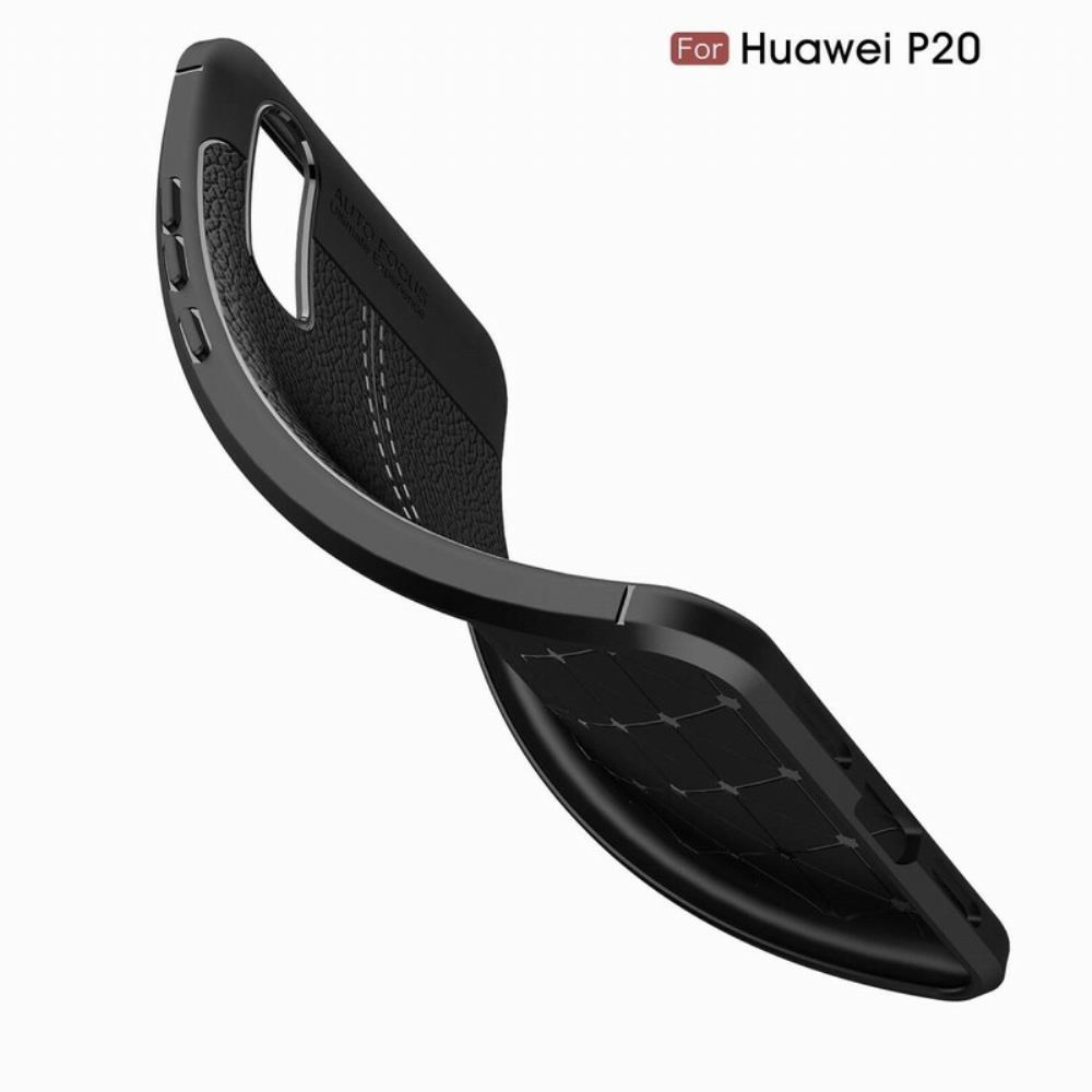 Kryt Na Huawei P20 Dvouřadý Kožený Efekt Litchi