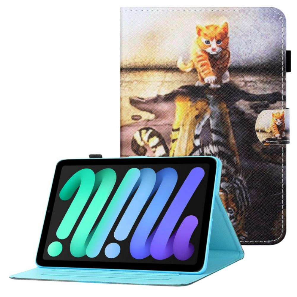 Kožené Pouzdro Na iPad Mini 6 (2021) Kotě Art