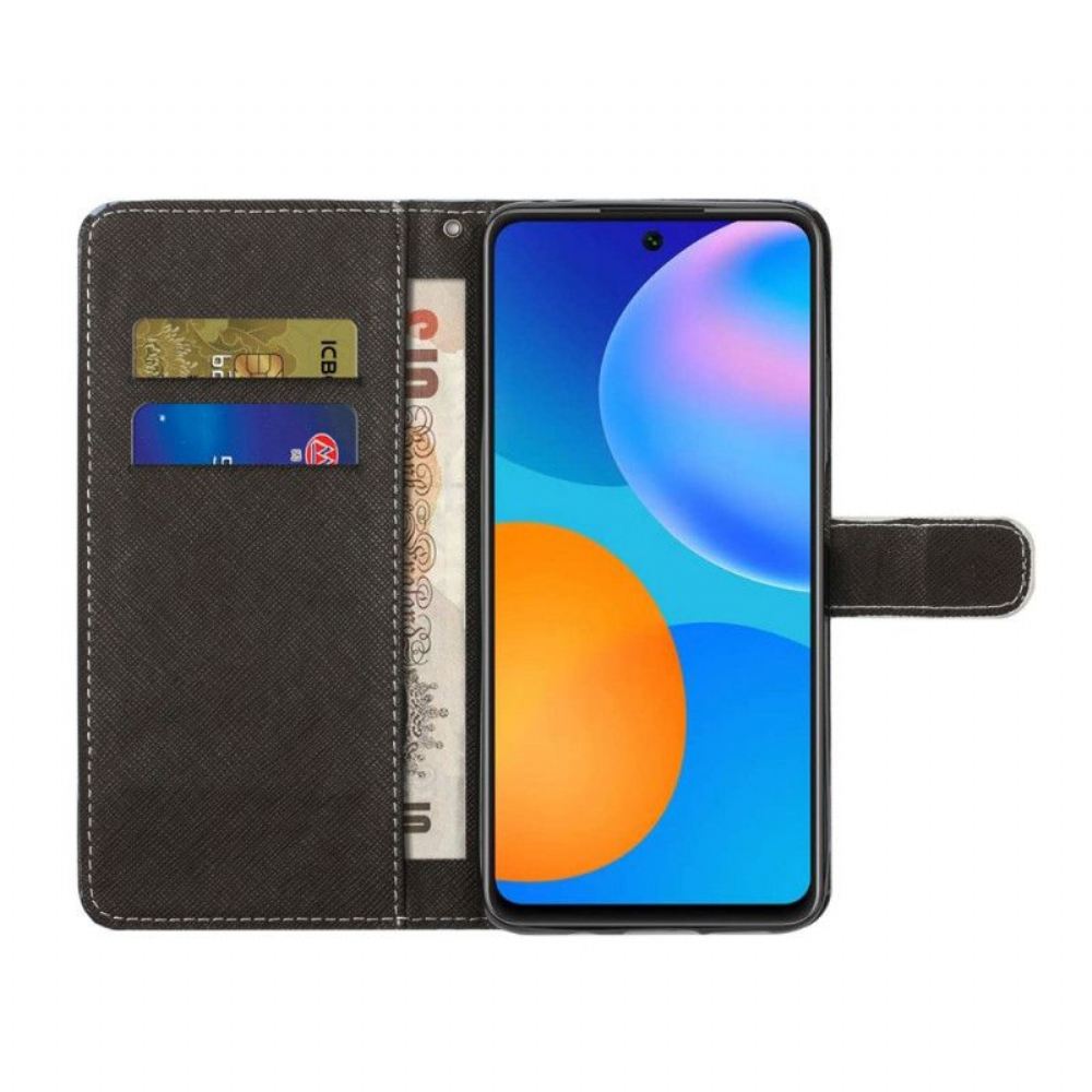 Flipové Pouzdro Na Xiaomi Redmi Note 11 Pro / 11 Pro 5G Na Lana Strappy Černé Kočičí Oči