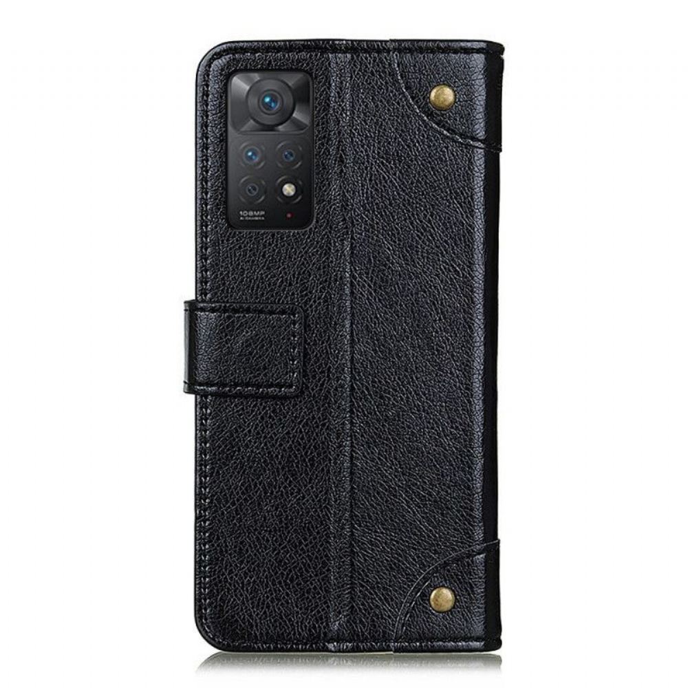 Flipové Pouzdro Na Xiaomi Redmi Note 11 Pro / 11 Pro 5G Stylové Nýty Z Kůže Nappa Vintage