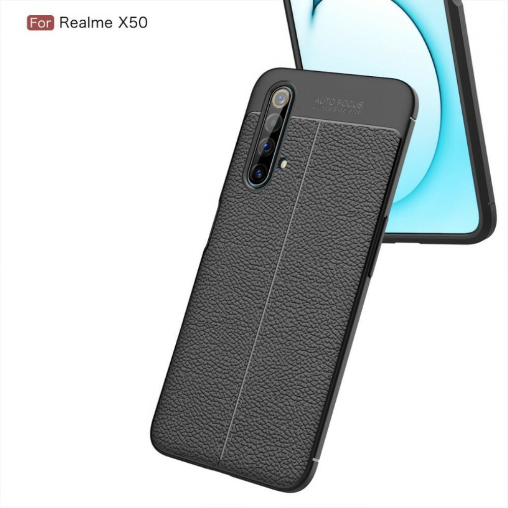 Kryt Na Realme X50 Efekt Kůže Litchi S Dvojitou Linií