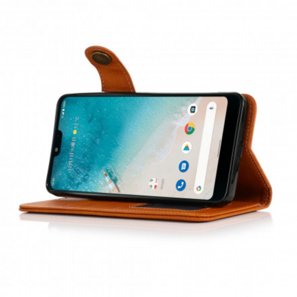 Kožené Pouzdro Na Moto G60S Knoflík Z Umělé Kůže Khazneh