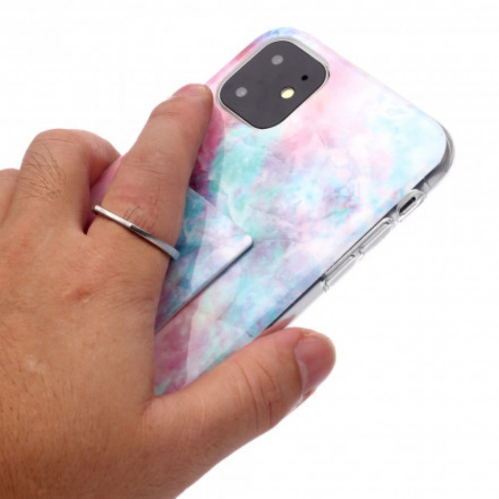 Kryt Na iPhone 11 Mramorový Design S Kroužkovou Podpěrou