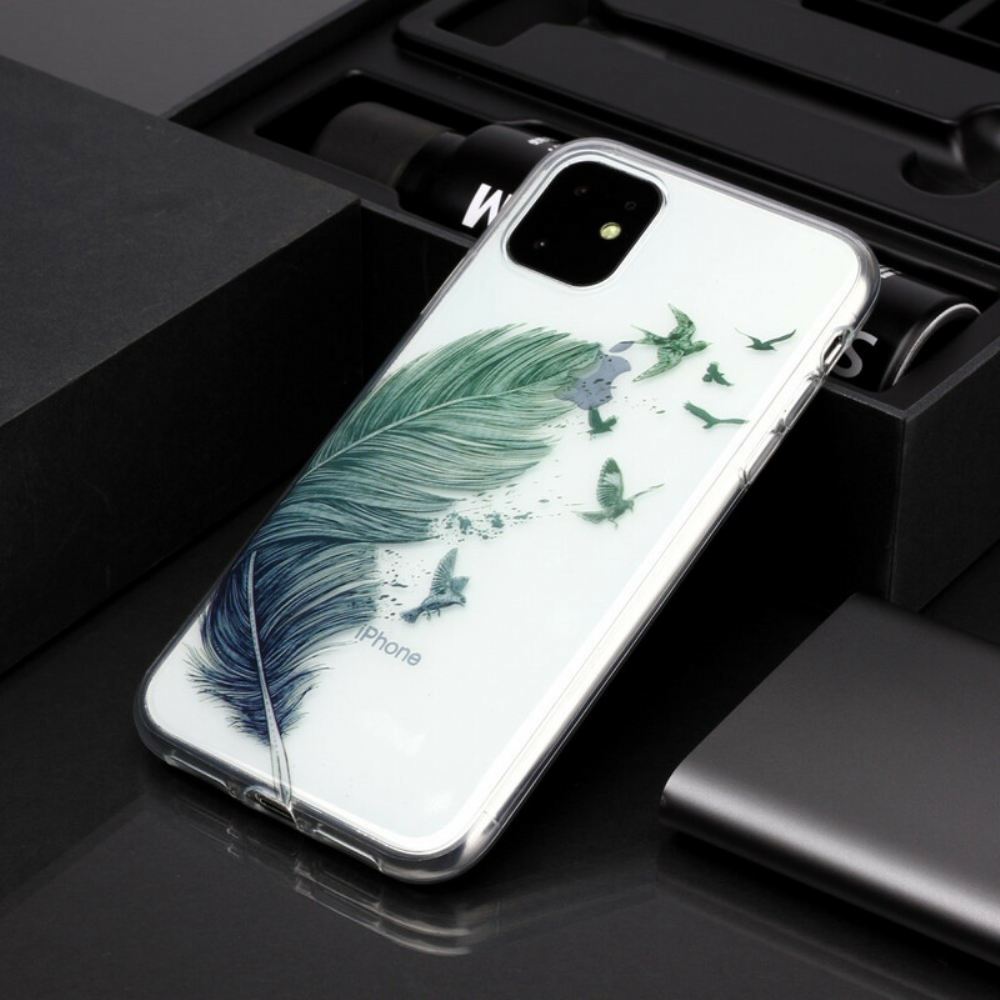 Kryt Na iPhone 11 Průhledné Barevné Pírko