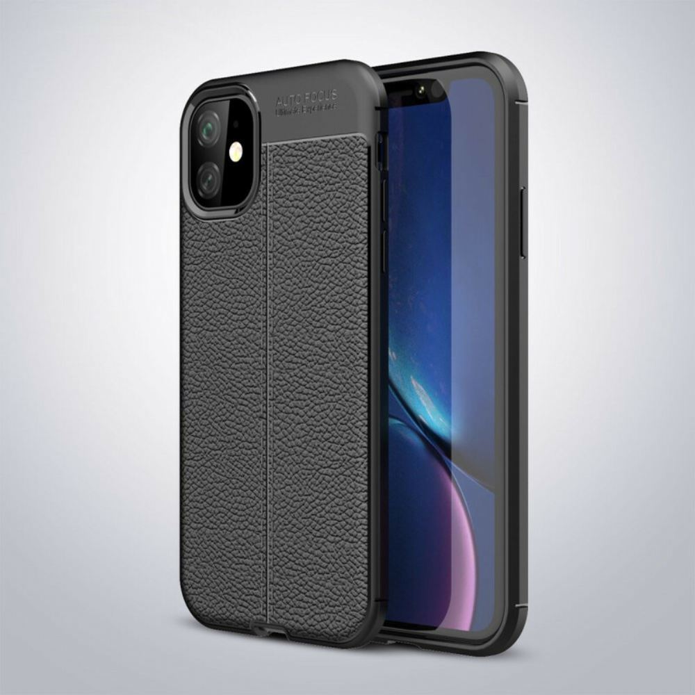 Kryty Na Mobil Na iPhone 11 Dvojitá Linie Litchi Kožený Efekt