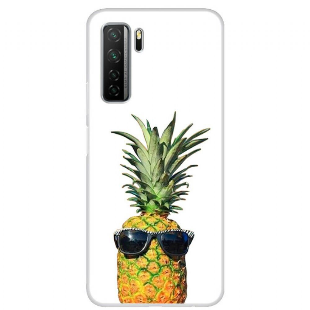 Kryty Na Mobil Na Huawei P40 Lite 5G Průhledný Ananas S Brýlemi