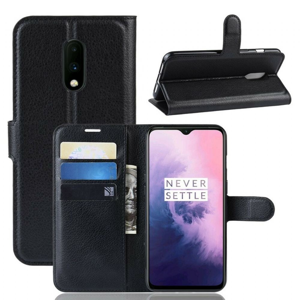 Flipové Pouzdro Na OnePlus 7 Retro Litchi Efekt