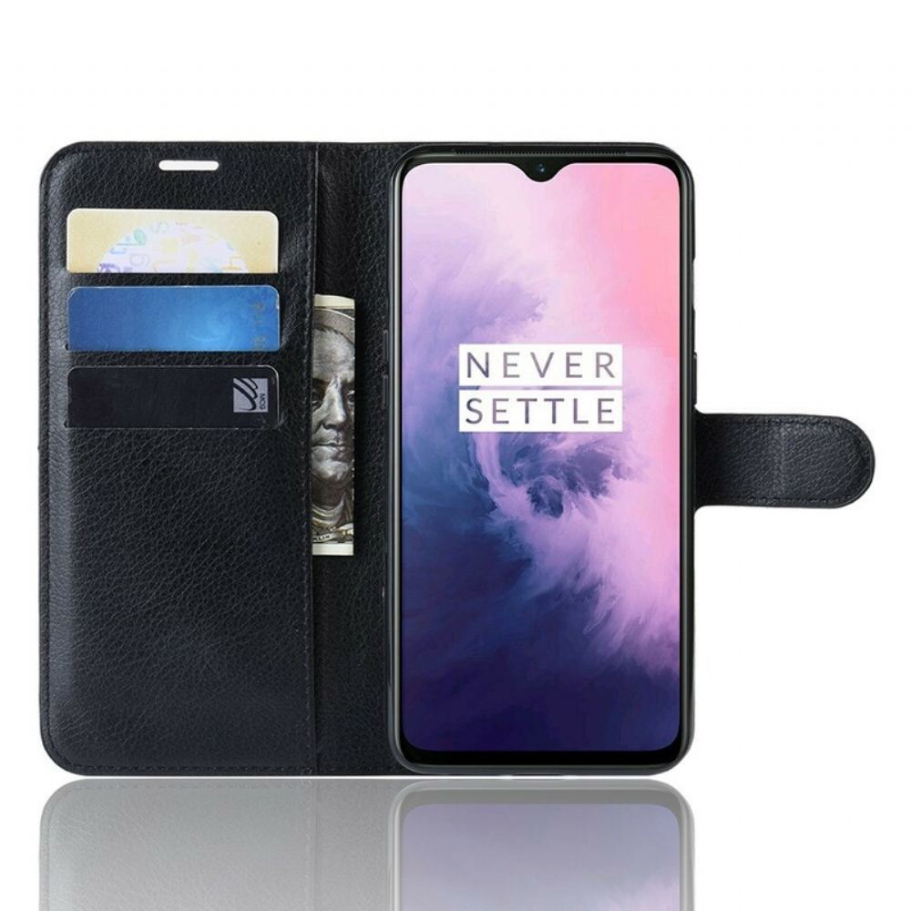 Flipové Pouzdro Na OnePlus 7 Retro Litchi Efekt