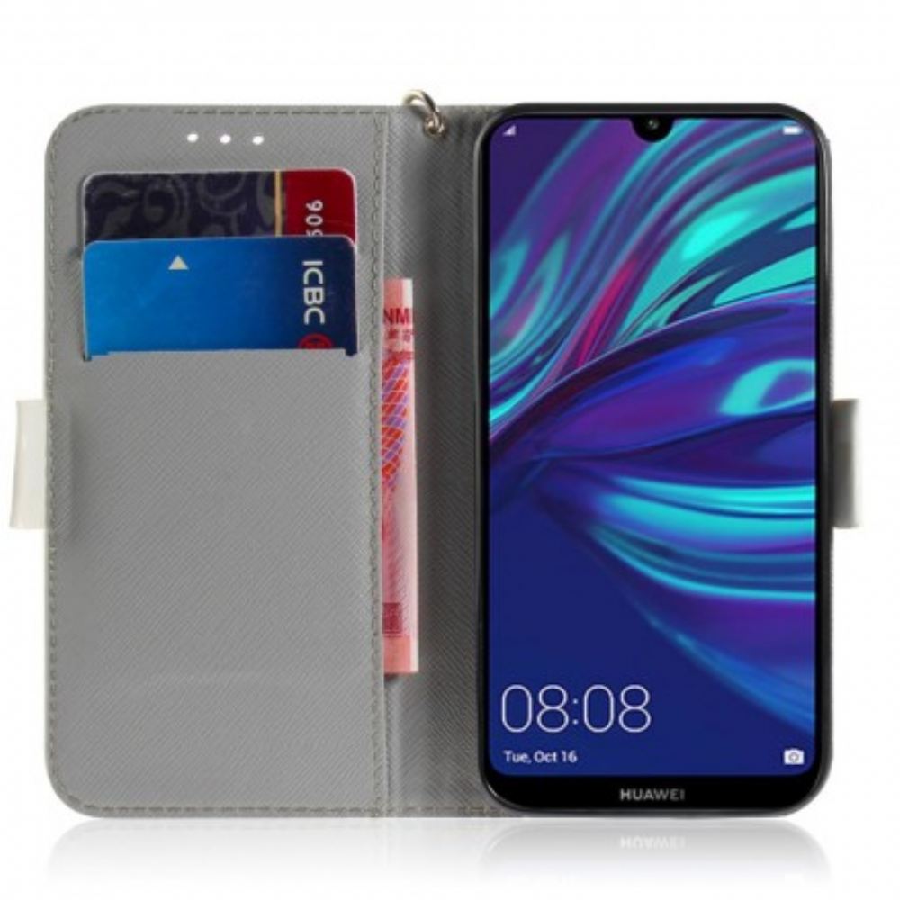 Flipové Pouzdro Na Huawei P30 Lite Na Lana Kvetoucí Větev S Popruhem