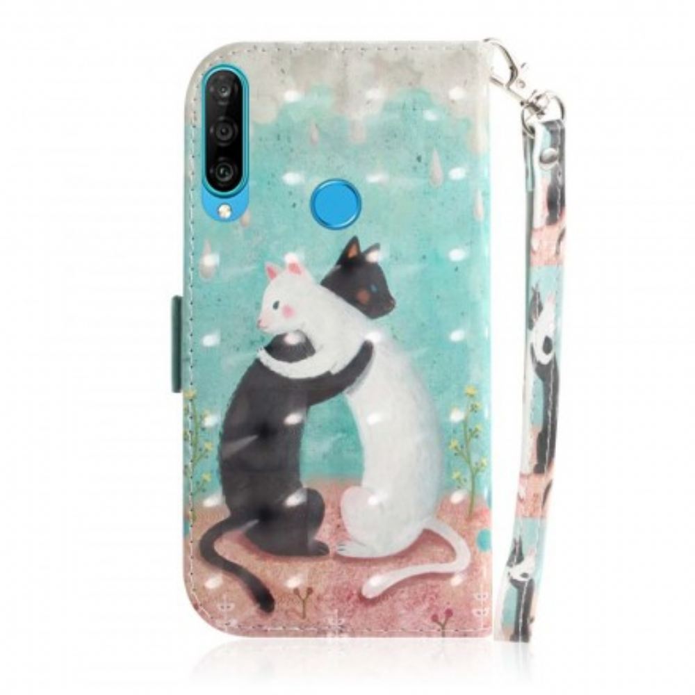 Flipové Pouzdro Na Huawei P30 Lite Na Lana Tanga Cat Friends