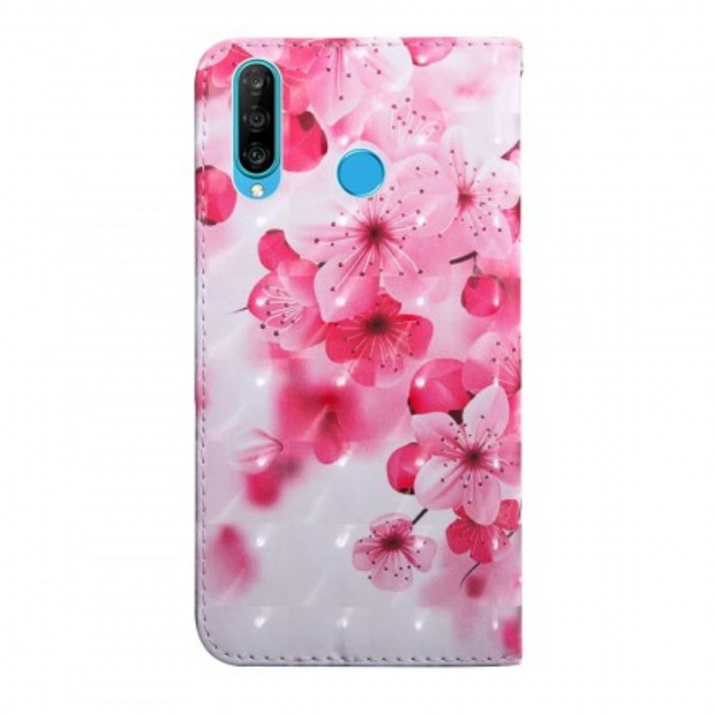 Flipové Pouzdro Na Huawei P30 Lite Růžové Květy