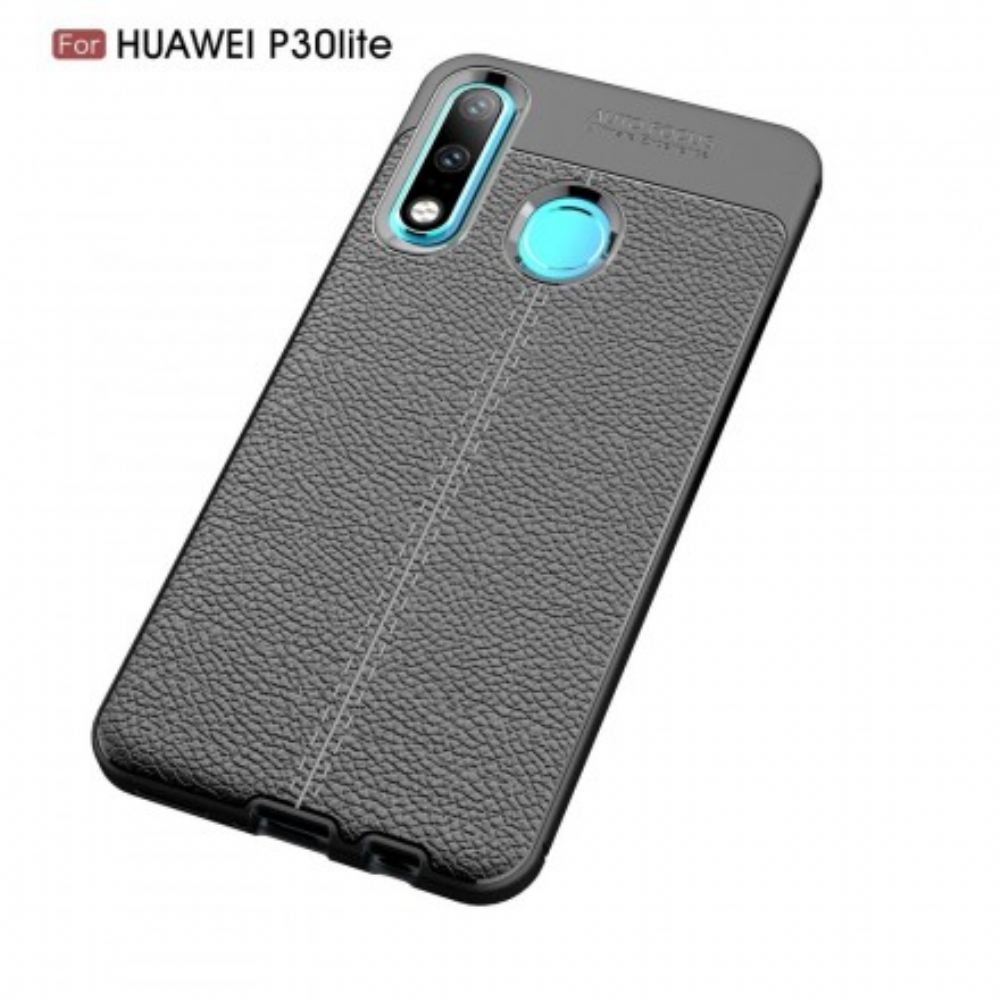 Kryt Na Huawei P30 Lite Dvouřadý Kožený Efekt Litchi