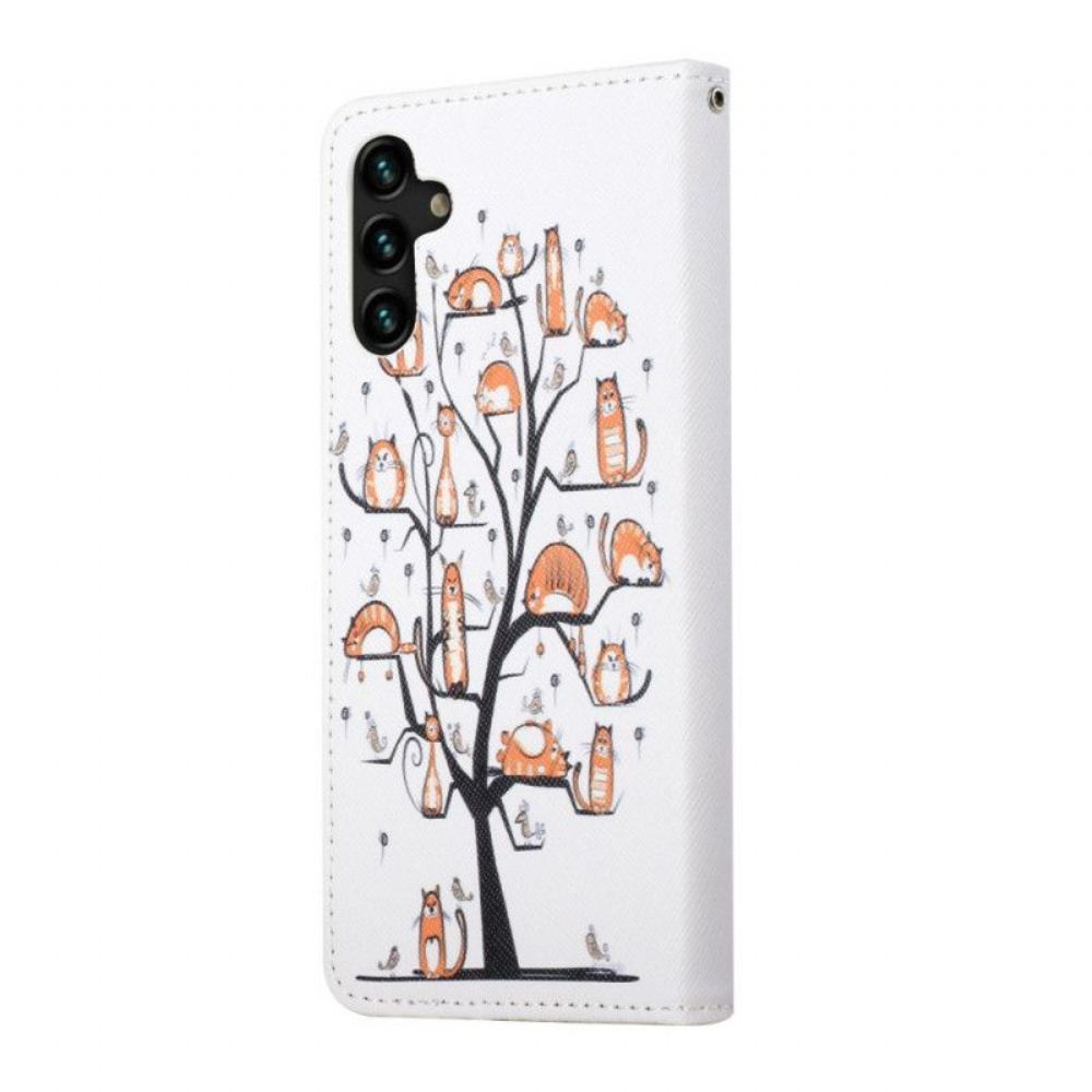 Flipové Pouzdro Na Samsung Galaxy A13 5G / A04s Na Lana / 04s Funky Cats Strappy