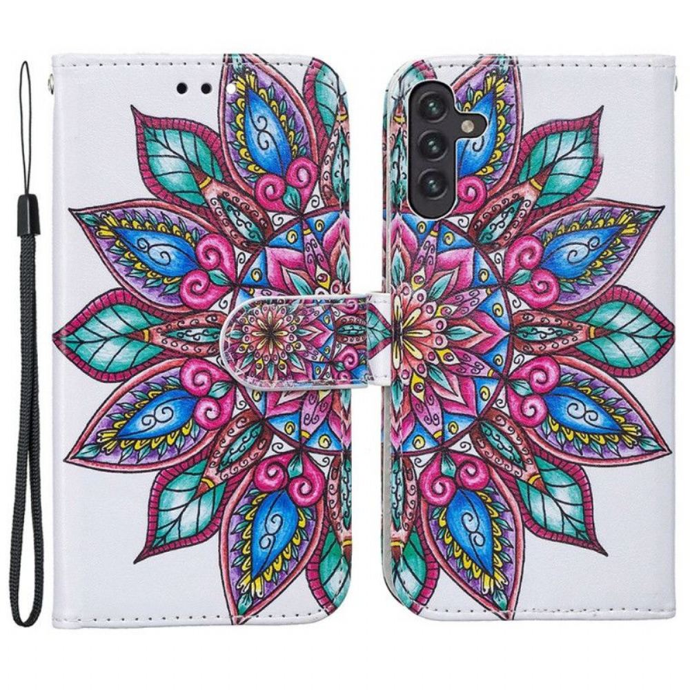 Kožené Pouzdro Na Samsung Galaxy A13 5G / A04s Kreslená Mandala