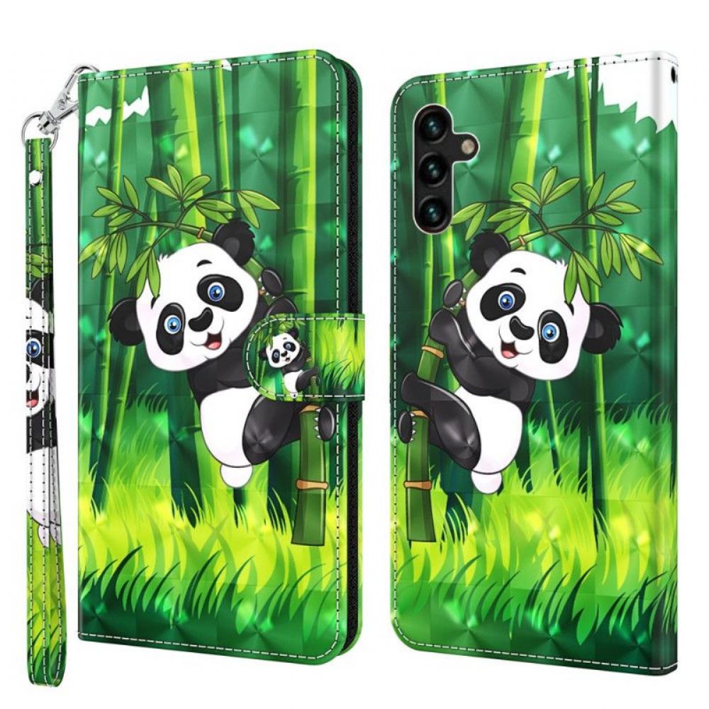 Kožené Pouzdro Na Samsung Galaxy A13 5G / A04s Panda A Bambus