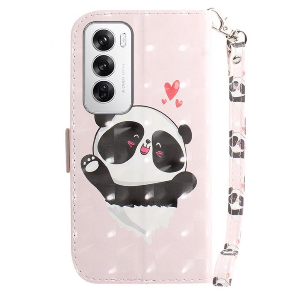 Kožený Kryt Oppo Reno 12 5g Panda Love With Strap