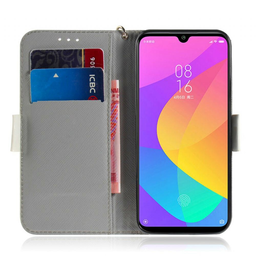 Flipové Pouzdro Na Xiaomi Mi A3 Na Lana Kvetoucí Větev S Popruhem