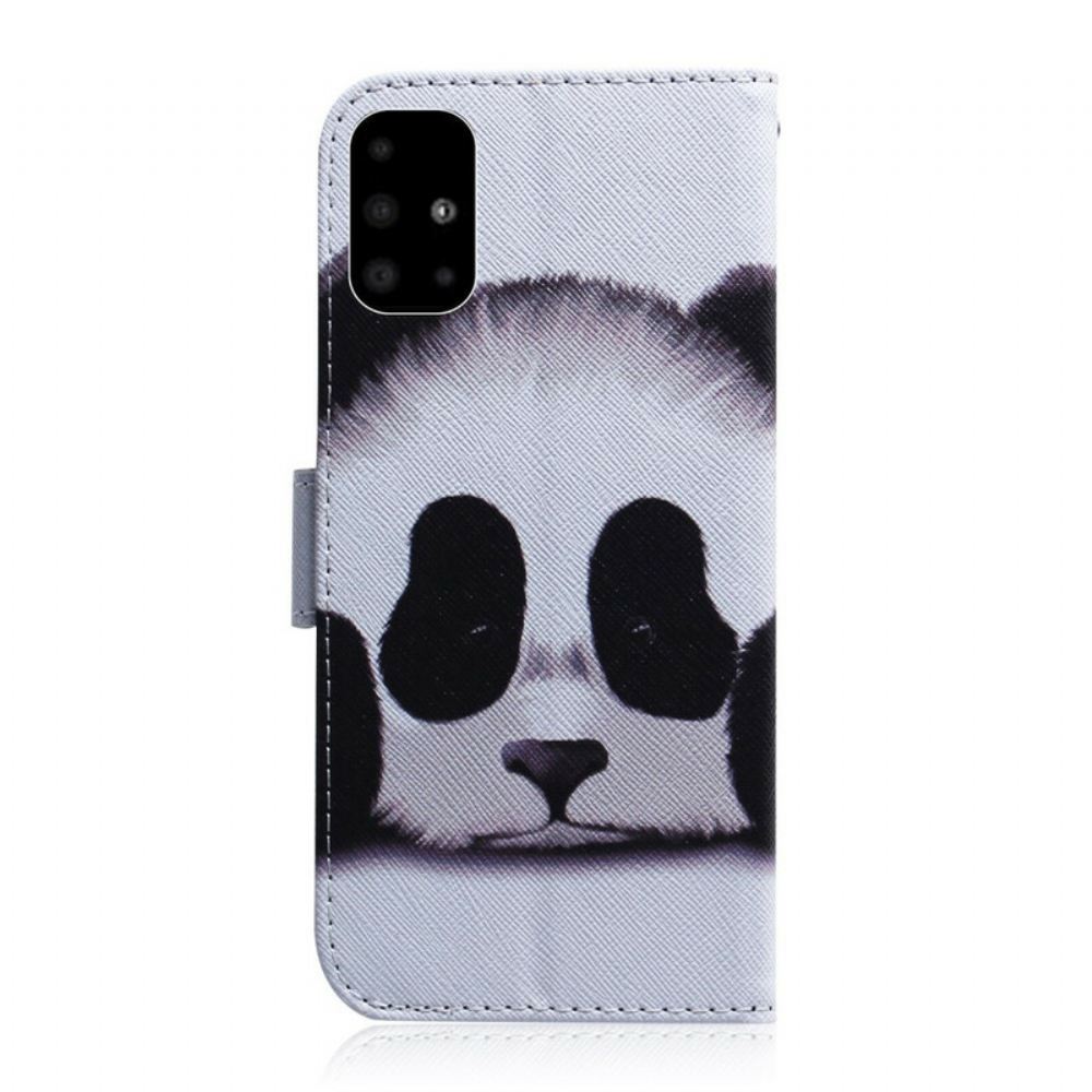 Kožené Pouzdro Na Samsung Galaxy A51 Panda Tvář